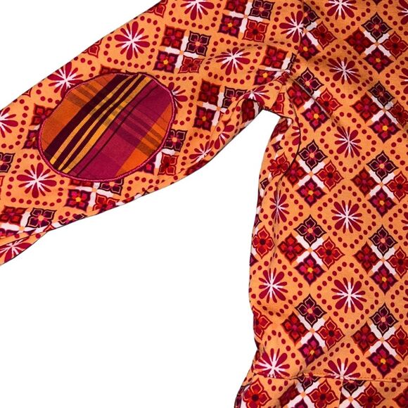 Hanna Andersson Long Sleeve Orange Pattern Pleated Dress Size 4 100 Cotton - Picture 5 of 10